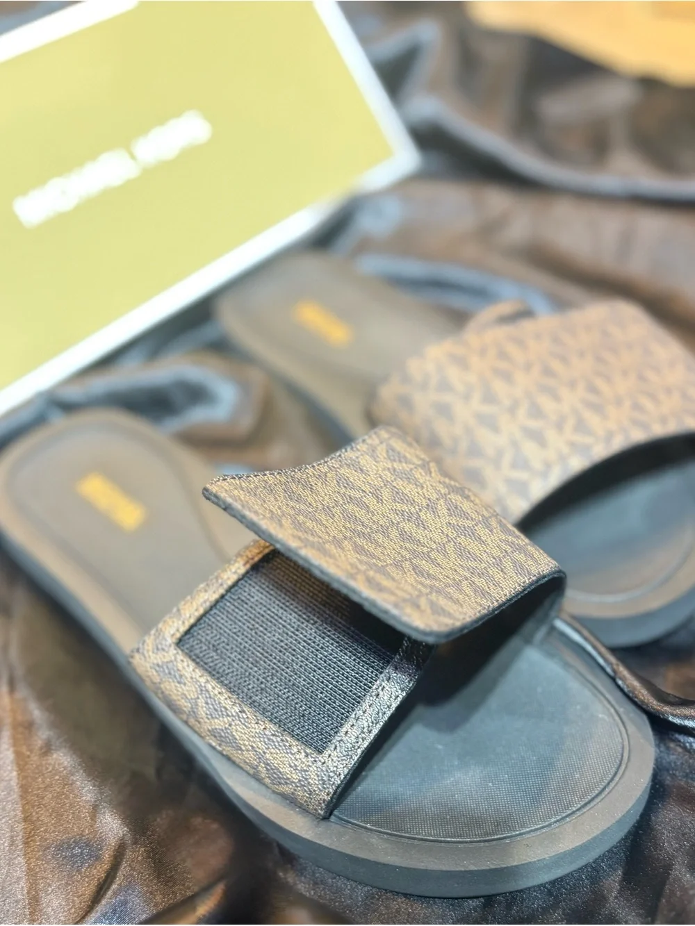 Michael Kors Women’s Brown MK Logo Slide Sandals